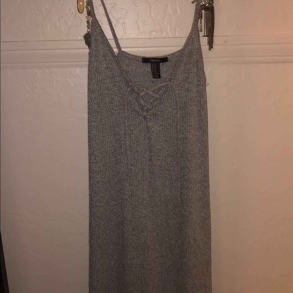 Grey Forever 21 lace up dress